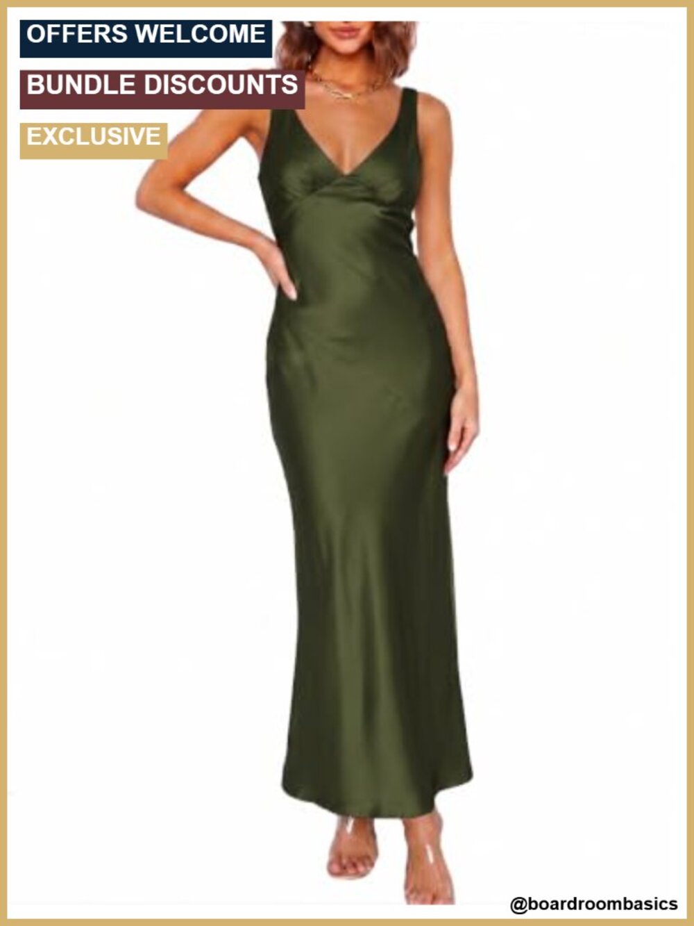 Satin V Neck Backless Maxi Dress Sleeveless Wedding Guest